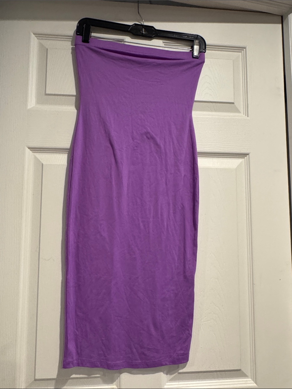 Purple Strapless Midi Dress